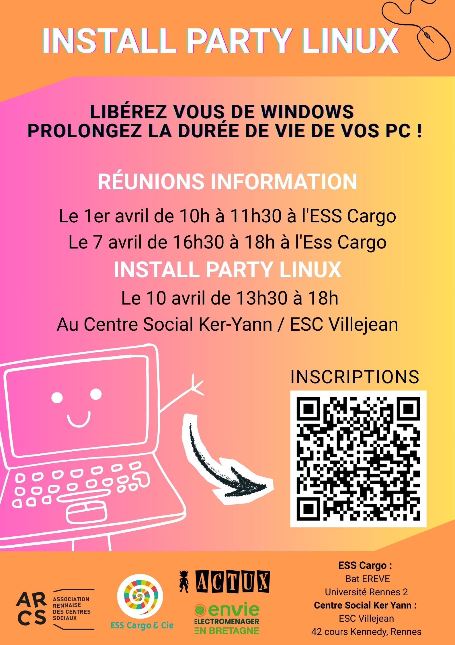 flyer de l'install party du 10 avril à villejean